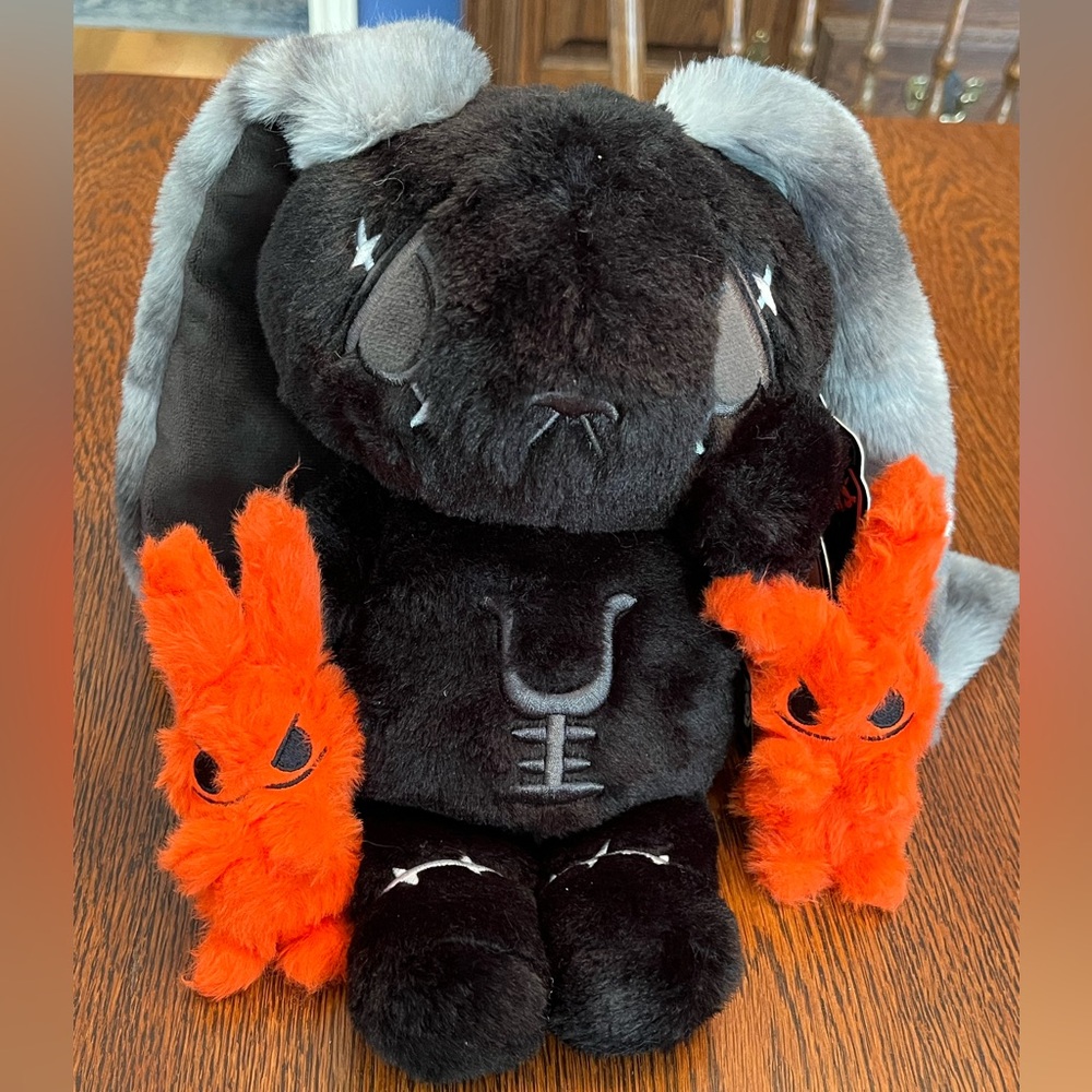 NWT | Plushie Dreadfuls Anxiety Rabbit | Black Grey Plush Bunny 🖤🩶🧡